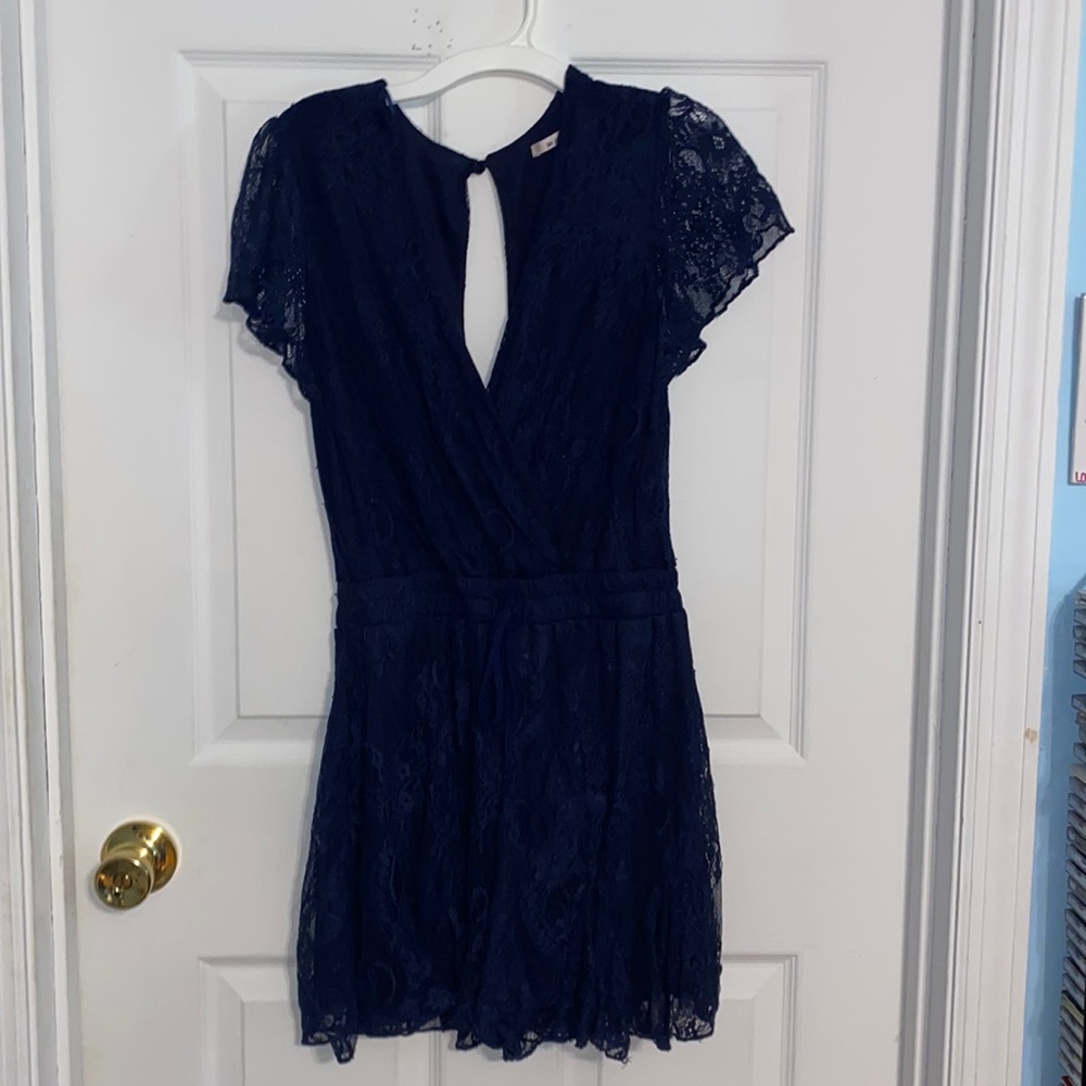 Dark Blue Lace Romper